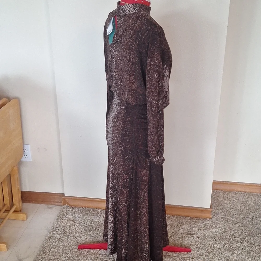 H&M Pretty Long Brown & Tan Dress Size S - Picture 6 of 16